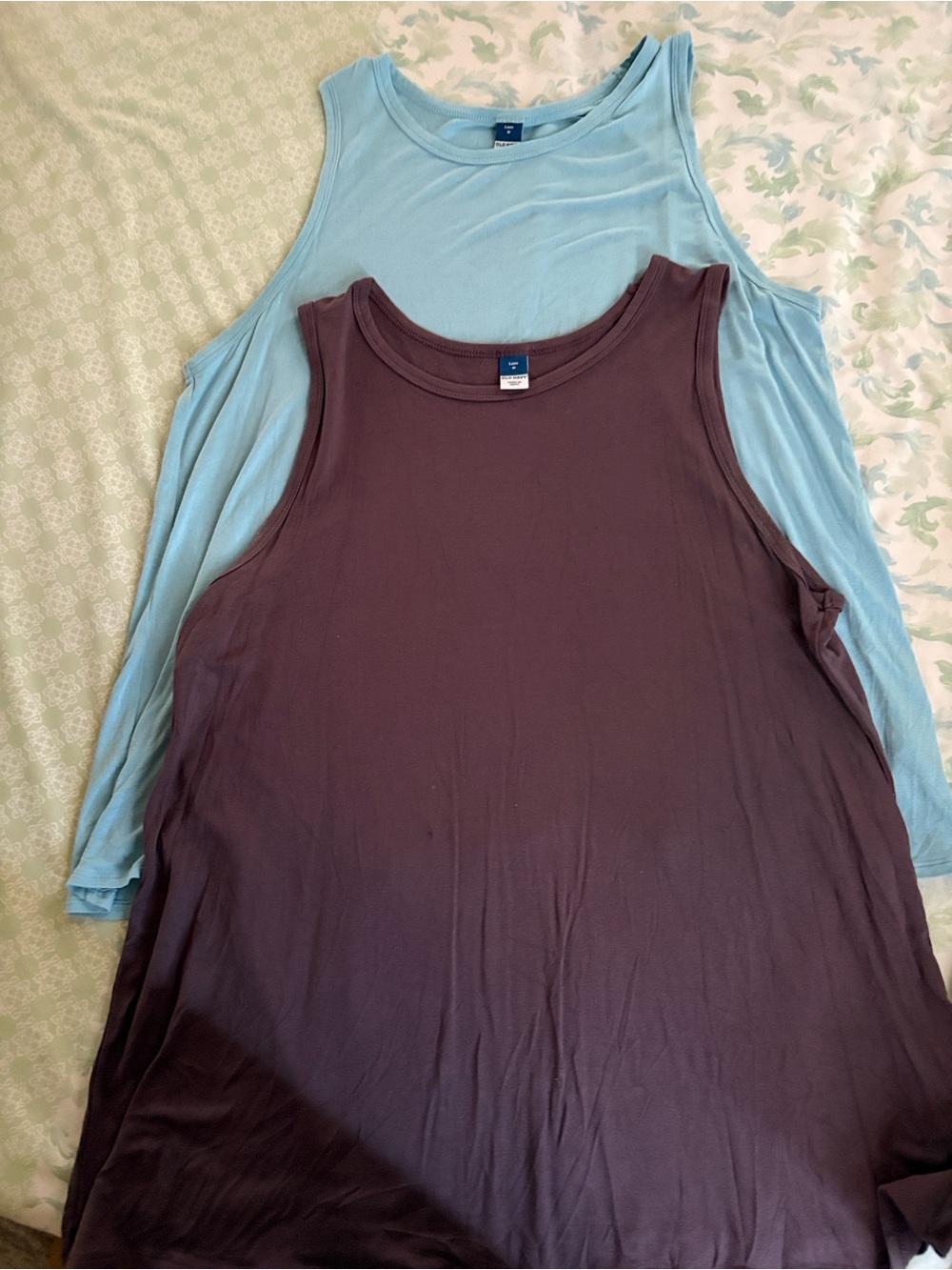 Luxe Sleeveless Tank Tops in Light Blue & Plum